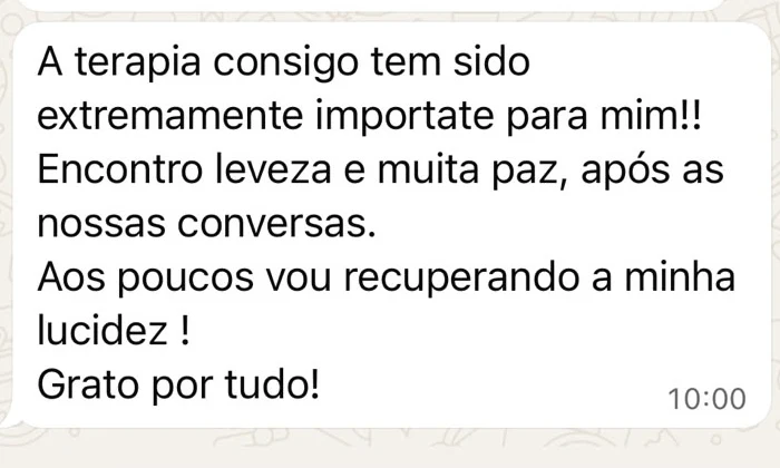 Testemunho de paciente via WhatsApp