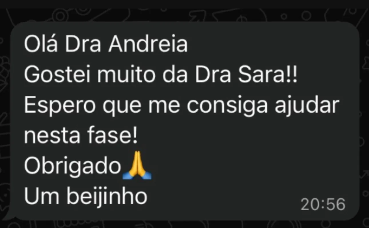 Testemunho de paciente via WhatsApp